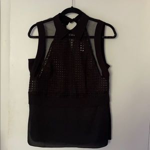 Tahari Black mesh top